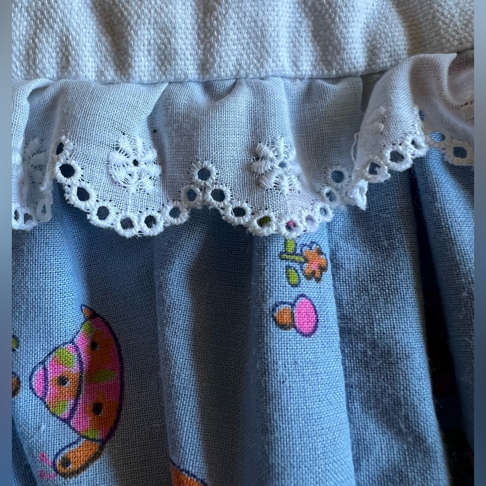 Handmade OOAK Boho Prairie Maxi Apron Dress Cottagecore Mushrooms Snails Retro - Picture 6 of 14